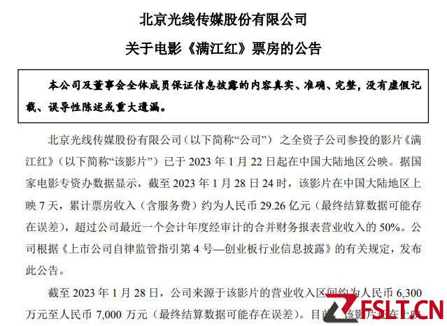 《满江红》7天为光线传媒贡献7000万营收