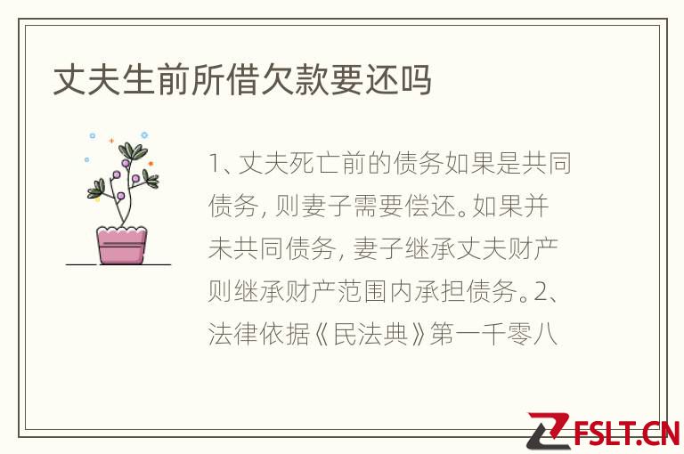 丈夫生前所借欠款要还吗