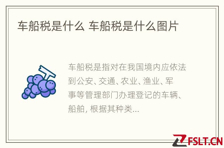 车船税是什么 车船税是什么图片