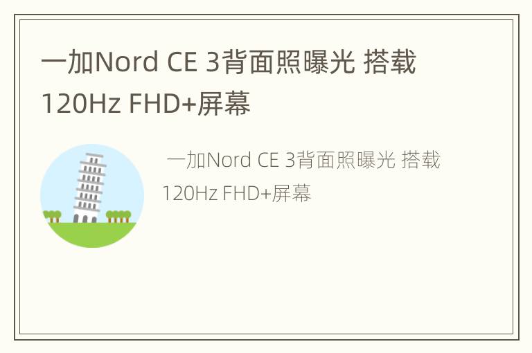 一加Nord CE 3背面照曝光 搭载120Hz FHD+屏幕